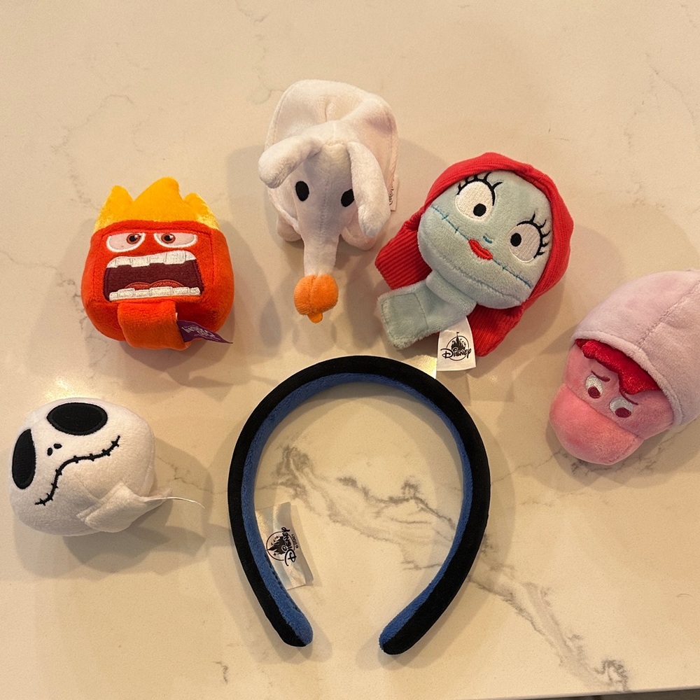 Disney Character Plush Headband Set - Zero, Sally, Jack Skellington, Inside Out